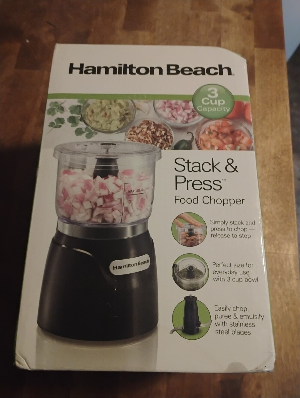 Hamilton Beach Stack & Press 3 Cup Food Chopper 350W Mini Processor 72850G - NEW